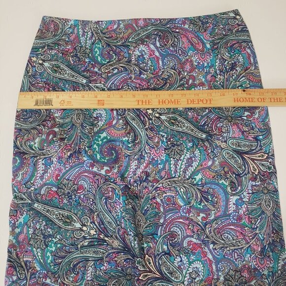 Talbots Petite 14 Floral Straight Skirt Cotton Stretch Blue Multicolor Womens - Picture 9 of 10